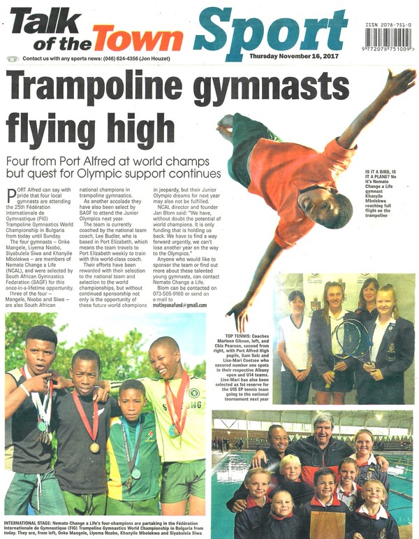 Trampoline gymnasts flying high